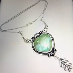 Botswana Agate Stamped 925 Sterling Silver Necklace